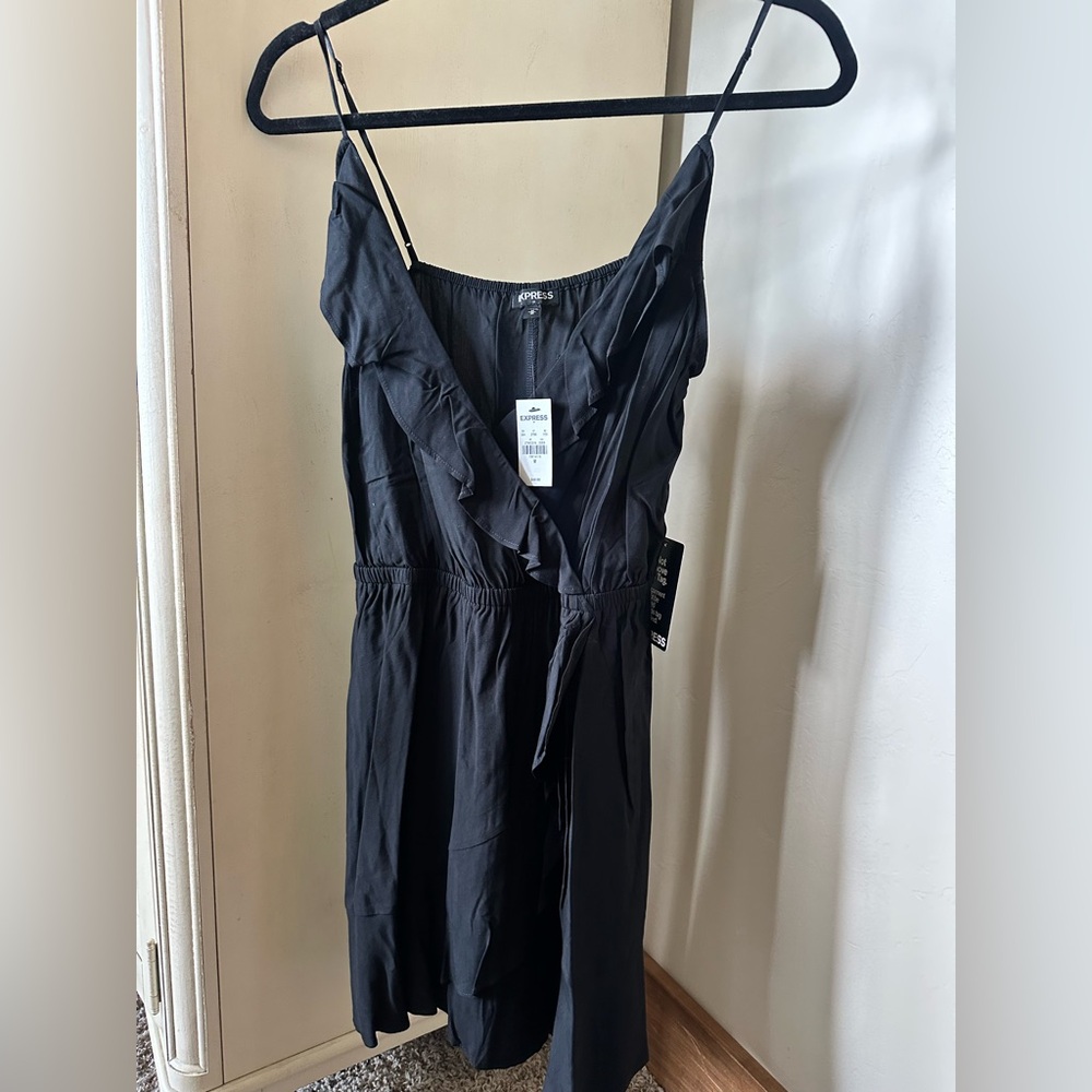 Express Black Sleeveless Ruffle Dress
